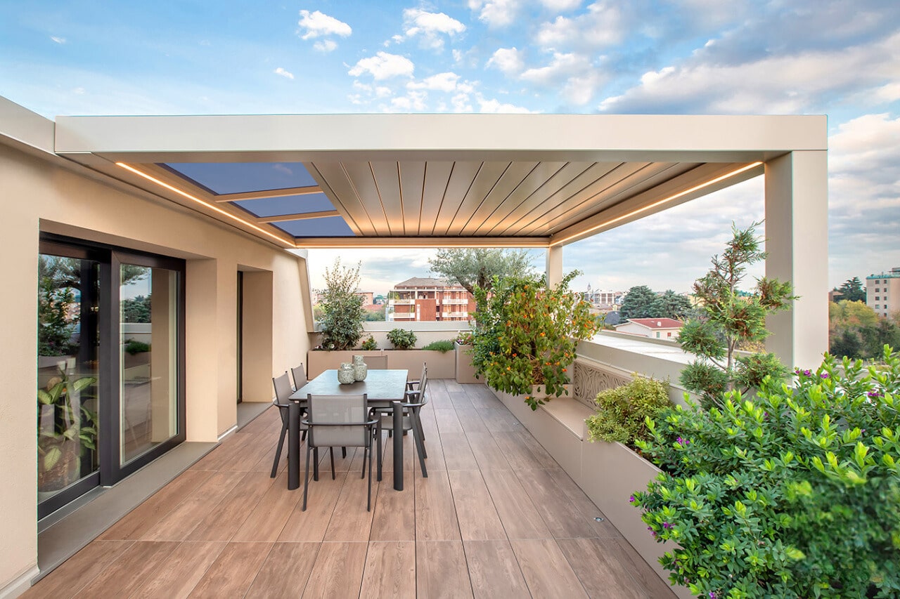 Pergola bioclimatique avec puit de lumière près d'Angers