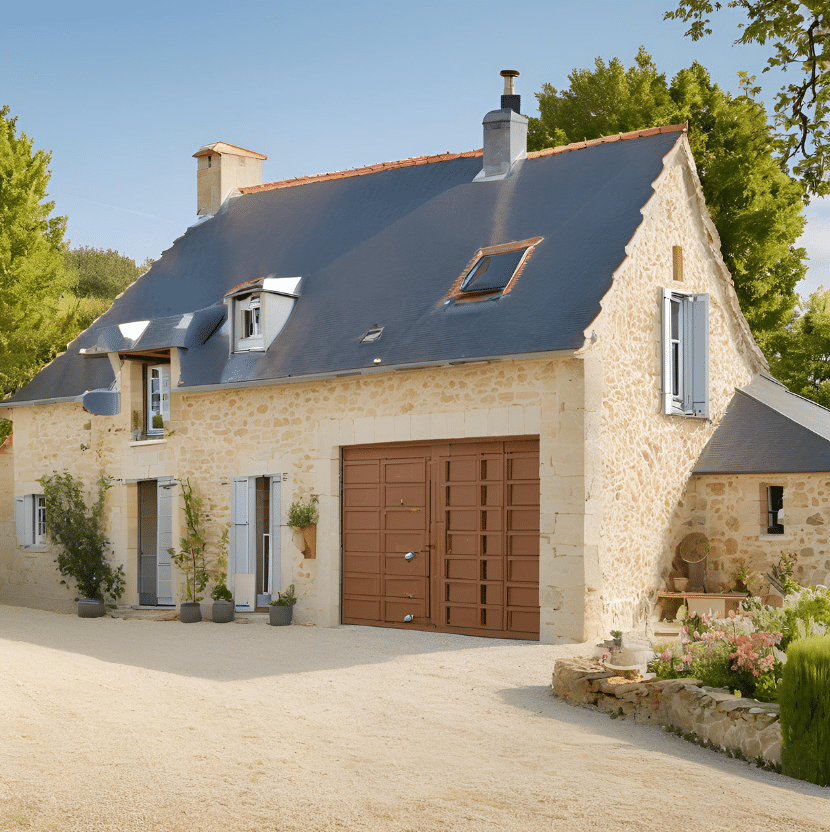 Porte de garage grande hauteur à ouverture extérieure dans le Maine et Loire