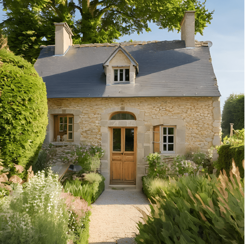 Porte d'entrée bois traditionnelle sur maison en Maine et Loire