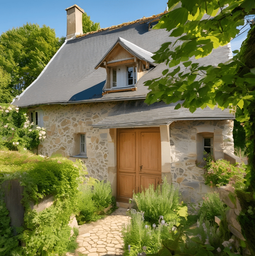 Double porte en bois classique dans une maison du Maine et Loire